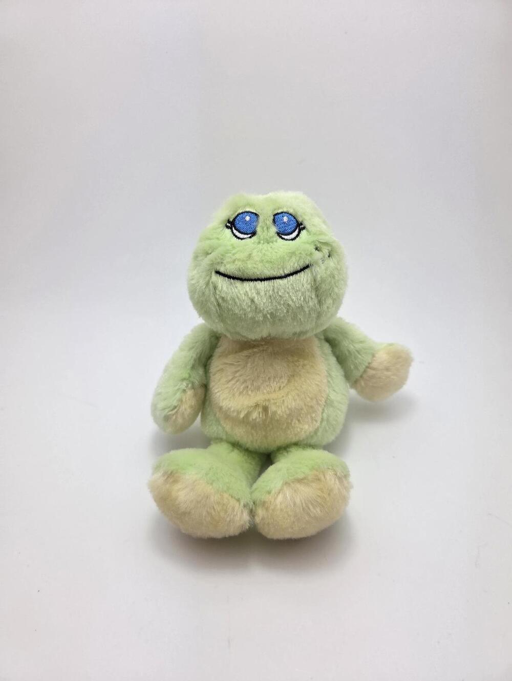Baby Ganz Blue Eyed Green Frog Rattle Plush Stuffed Bean Toy Lovey  (6 inch)